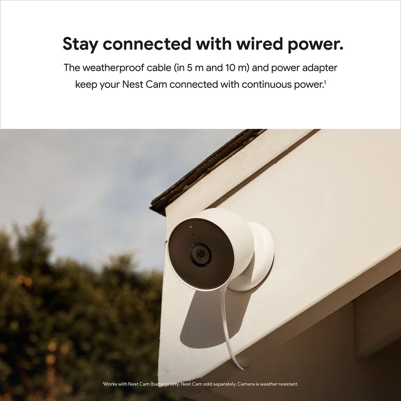  [AUSTRALIA] - Google Nest Cam Weatherproof Cable for Nest Cam (Battery) Only - Snow - 5m