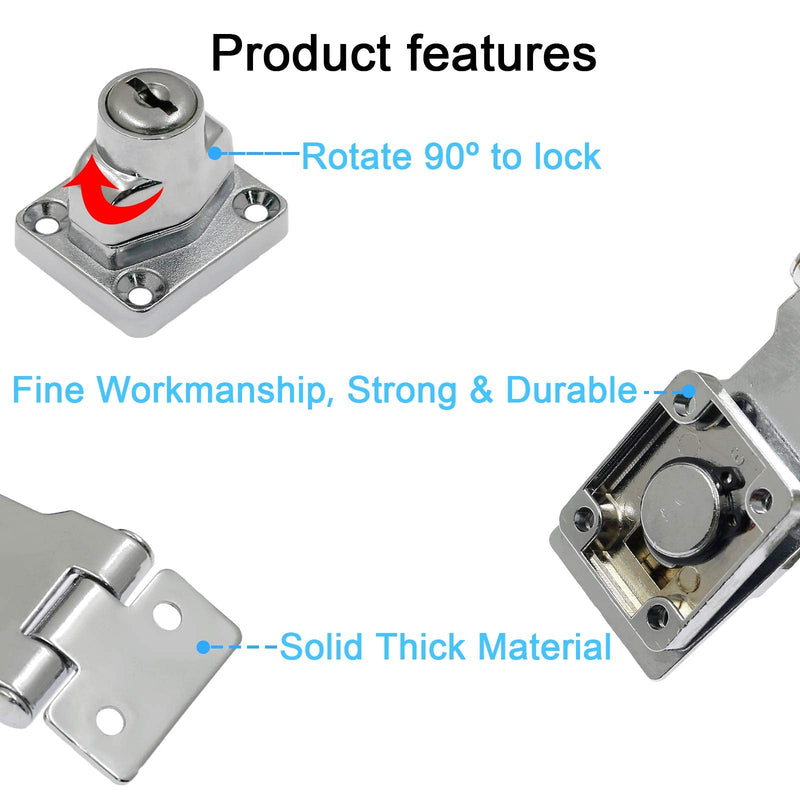  [AUSTRALIA] - Kyuionty 2Pcs Keyed Hasp Locks 2.5 Inch Twist Knob Keyed Locking Hasp, Metal Safety Hasp Latches Keyed Different for Small Doors, Cabinets (Sliver) Sliver