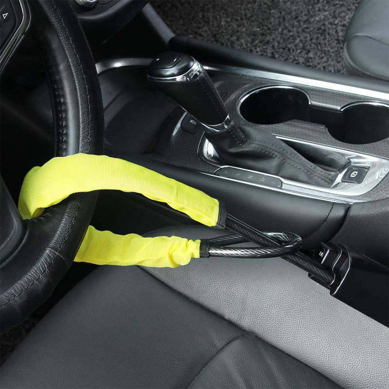 Steering Wheel Lock Seat Belt Lock Security Vehicle Seatbelt Lock Anti-Theft Handbag Lock Fit Most Cars SUV Yellow 2 Keys - LeoForward Australia