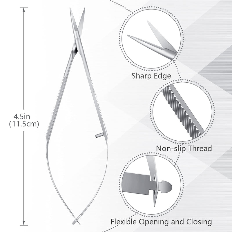  [AUSTRALIA] - Thread Embroidery Scissors Curved Embroidery Snip Sewing Scissors Snips 4.5 Inch Spring Compact Scissors for Daily Use
