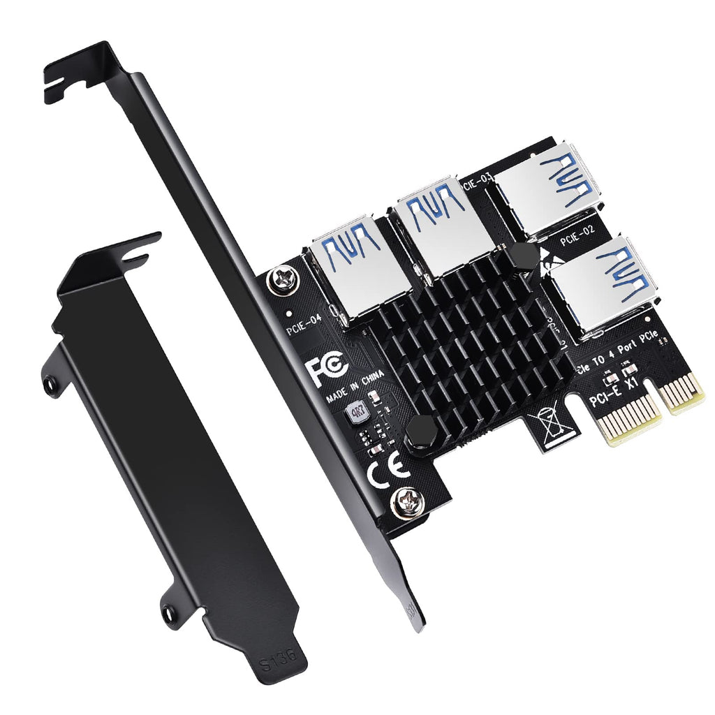  [AUSTRALIA] - ELUTENG PCIE 1 to 4 Ports PCI Express 16X Slots Riser Card USB 3.0 PCI-E Adapter Board Multiplier Port GPU Extender Miner Riser Card for BTC Bitcoin Miner Mining