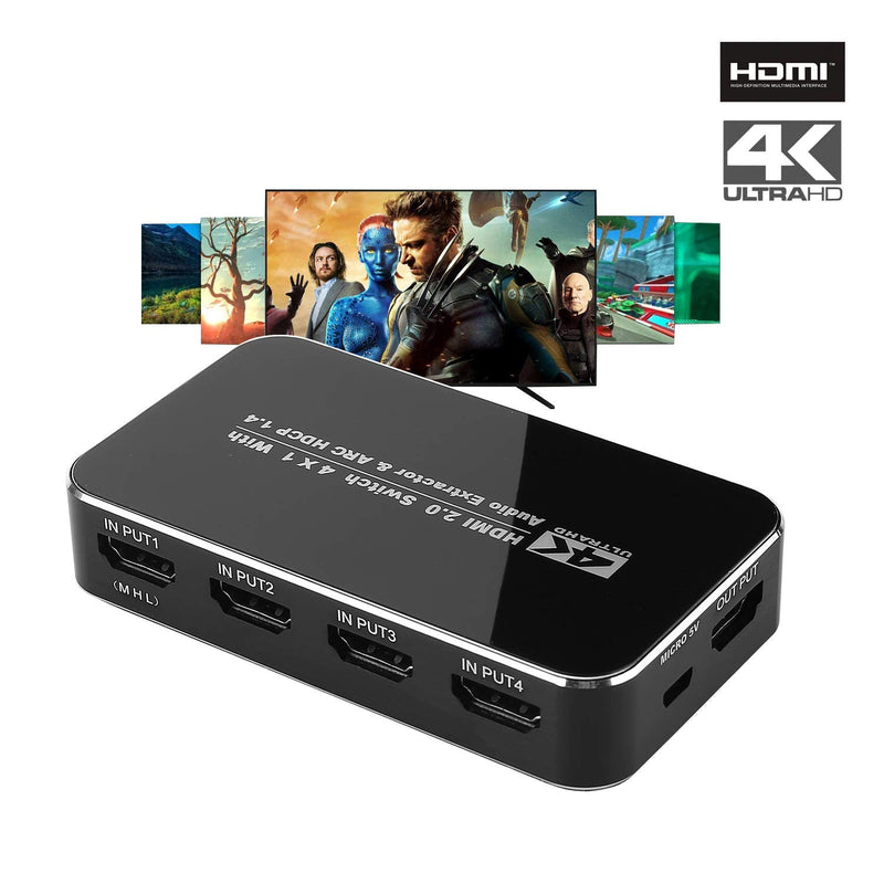  [AUSTRALIA] - 4K HD HDMI Switch, fhong 4 Ports 4K x 2K HDMI 2.0 Switcher Hub Port Switches with IR Wireless Remote, for Mackbook HDTV Laptop Xbox 360 PS4