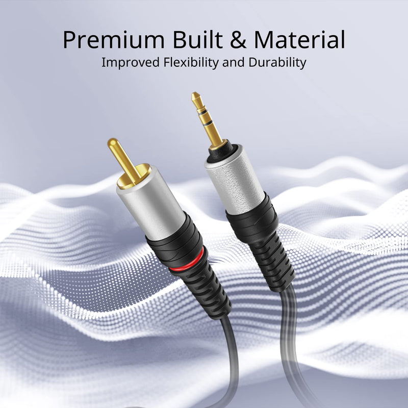  [AUSTRALIA] - TNP 3.5mm to RCA Audio Cable - 6 Feet Gold Plated HiFi Sound Aux to RCA Cable Male to Male Stereo Audio Adapter Cable - 1/8 to RCA Stereo Cable for Smartphones, TV, Car Audio, Stereo Sound System Black