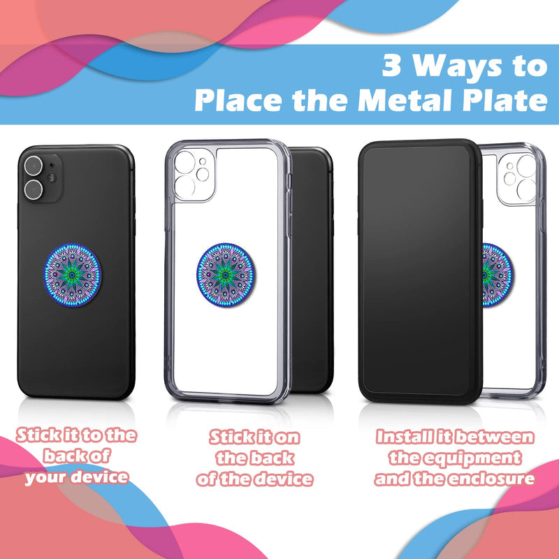  [AUSTRALIA] - 18 Pieces Phone Round Magnet Mount Metal Plate Sticker for Phone Magnet Car Magnet Holder Mount Universal Magnetic Phone Mount Plates Adhesive Metal Piece for Magnetic Phone Holder, Mandala Style