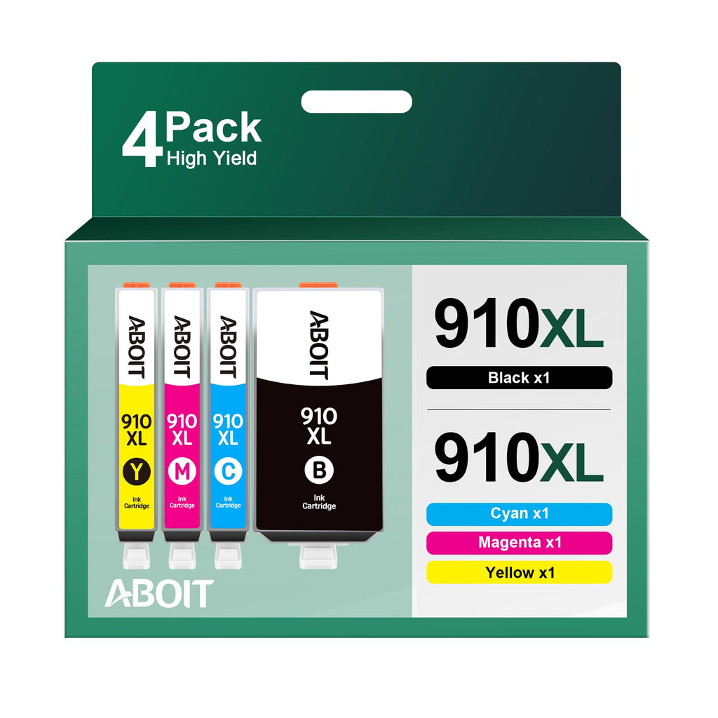  [AUSTRALIA] - 910XL Ink Cartridges for HP Printers Replacement for HP 910 Ink Cartridges Combo Pack HP Ink 910 HP910XL Work for HP Officejet Pro 8020, 8025, 8030, 8035 Series Printer | 4-Pack High-Yield