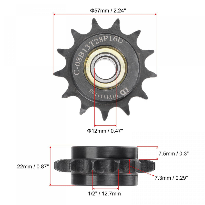  [AUSTRALIA] - uxcell #40 Chain Idler Sprocket, 12mm Bore 1/2" Pitch 13 Tooth Tensioner, Black Oxide Finish C45 Carbon Steel with Insert Double Bearing for ISO 08B Chains