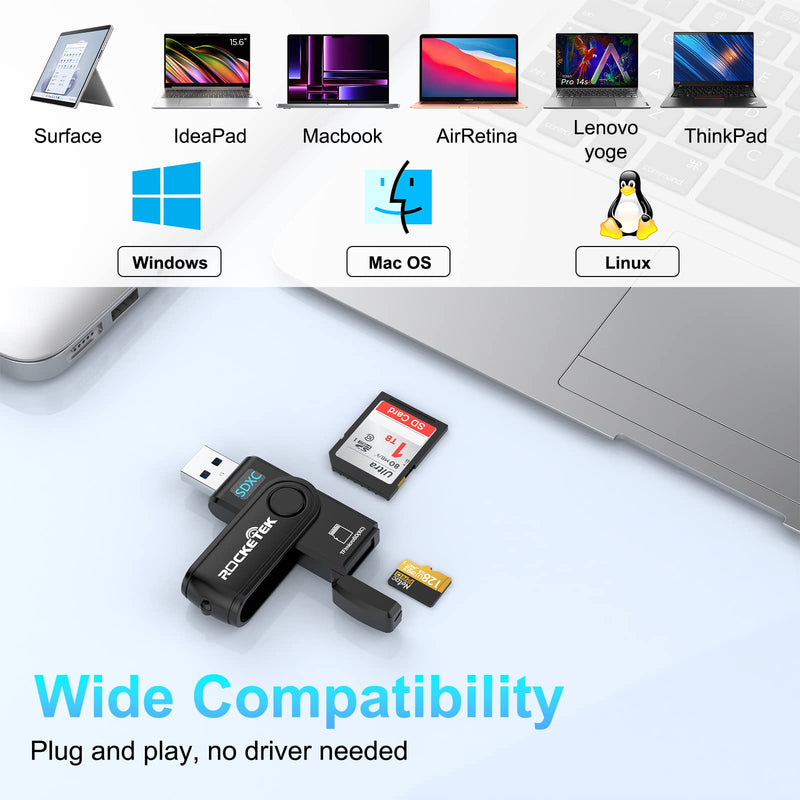  [AUSTRALIA] - SD Card Reader, USB 3.0 Memory Card Reader for SD SDXC SDHC MMC RS-MMC TF Micro SD Micro SDXC Micro SDHC UHS-I USB Card Reader/Writer(5Gbps) 2 Cards Simultaneously SD Card Adapter for Mac/Win/Linux CR5