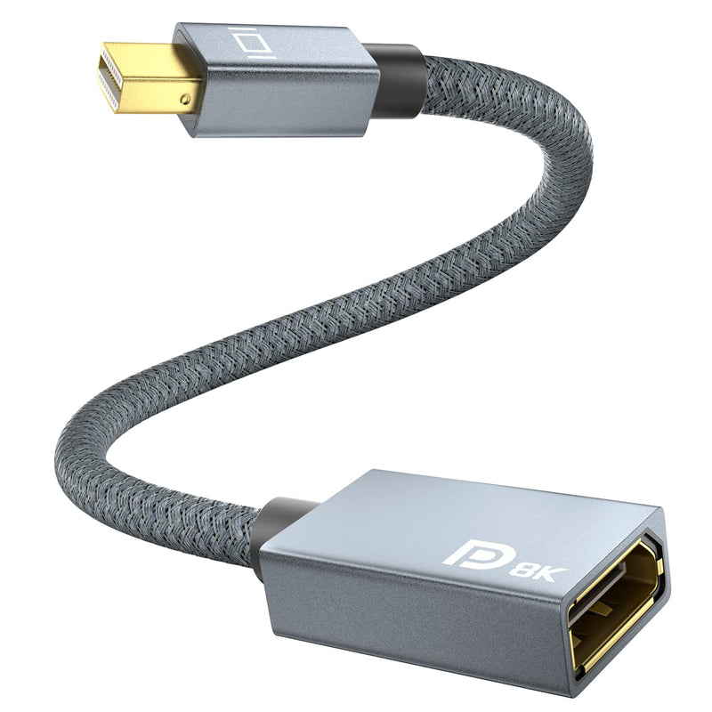  [AUSTRALIA] - 8K Mini DisplayPort to DisplayPort Adapter, Mini DP Male to DP 1.4 Female Converter, Support 8K@60Hz, 4K@144Hz, 2K@240Hz, HDR, FreeSync, G-SYNC for Thunderbolt 2, PC, Surface Pro, Monitor, Graphics 0.65 Feet