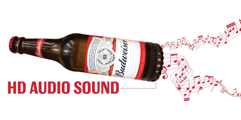 Budweiser Beer Bluetooth Bottle Speaker Portable Wireless Speaker with Rechargeable Battery Ideal for Indoor and Outdoor Activities Loud and Bass Audio Sound Easy to Carry Anywhere - LeoForward Australia