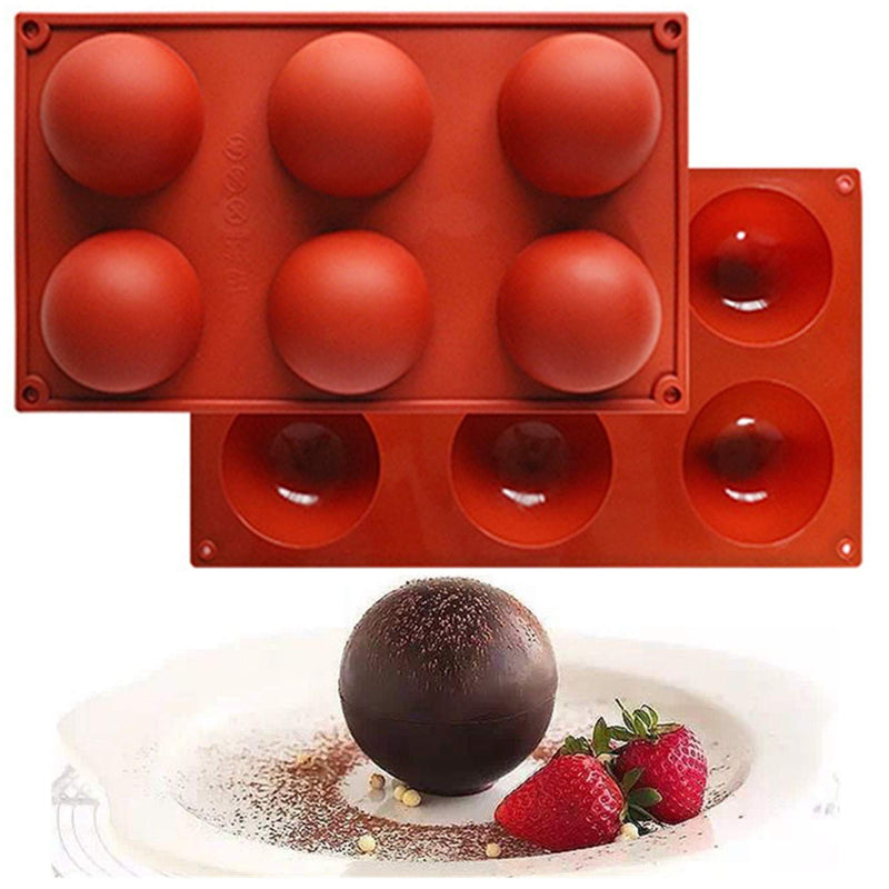  [AUSTRALIA] - 2Pcs Domed Silicone Mold,Astarexin 6 Holes Silicone Mold For Chocolate Cake Jelly Pudding Handmade Soap, Round Shape Hemisphere Silicone Mold,Dome baking Mold (A) A