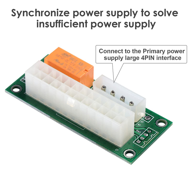  [AUSTRALIA] - MZHOU 2 Pack Dual PSU Multiple Power Supply Adapter,add2psu ATX 24 pin to Molex 4Pin Connector(2pcs) 24PIN -4 PIN