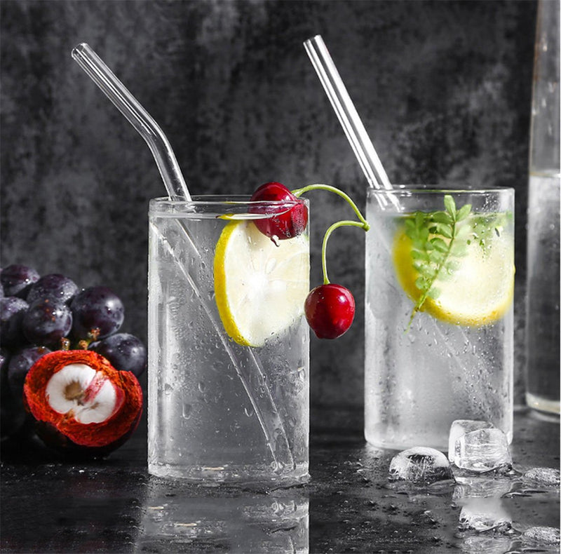  [AUSTRALIA] - ALINK Glass Smoothie Straws, 10" x 10 mm Long Reusable Clear Drinking Straws for Smoothie, Milkshakes, Pack of 8 with 2 Cleaning Brush, 10mm Wide