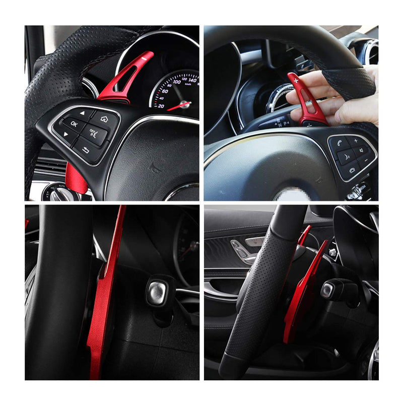 Partol Paddle Shifter Extensions For Mercedes Benz, Aluminum Metal Car Steering Wheel Shift Blades Fit Benz A B C CLA CLS E G GL GLA GLC GLE GLS Metris S SL SLC Class (Red) Red-Benz - LeoForward Australia