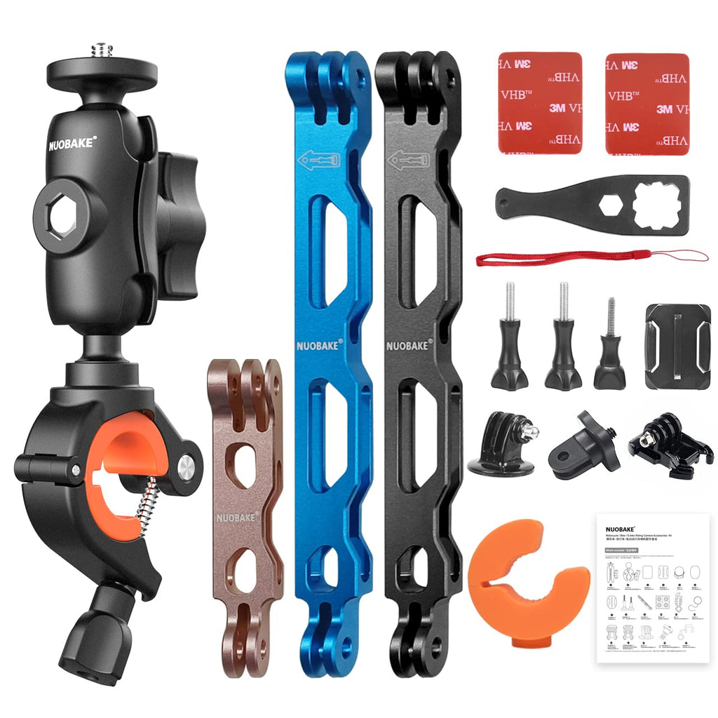  [AUSTRALIA] - NUOBAKE 19 in 1 Motorcycle Accessory Bundle for Insta360 ONE X2, X3,ONE X, ONE R , RS, Gopro Hero Max, APMAN, Fusion, AKASO, SJCAM,DJI OSMO Action,YI Action Camera and More