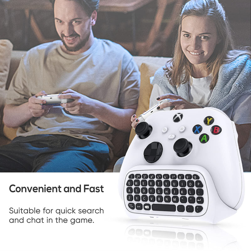  [AUSTRALIA] - Controller Keyboard for Xbox Series X/ S/ for Xbox One/ One S, Wireless Bluetooth Gaming Chatpad Keypad with USB Receiver, Built-in Speaker & 3.5mm Audio Jack for Xbox Series X/ S/ One/ One S, White
