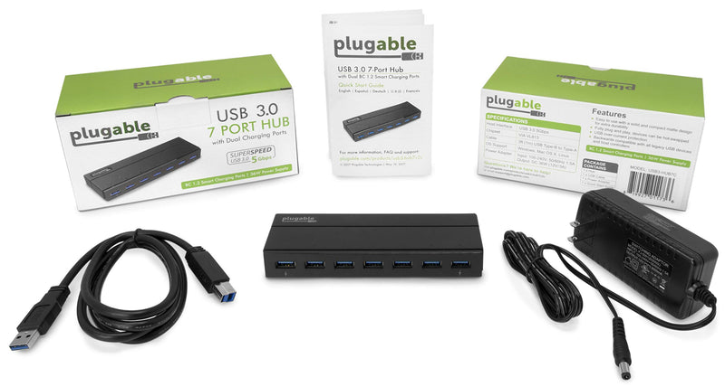 Plugable 7-Port USB 3.0 Hub with 36W Power Adapter - LeoForward Australia
