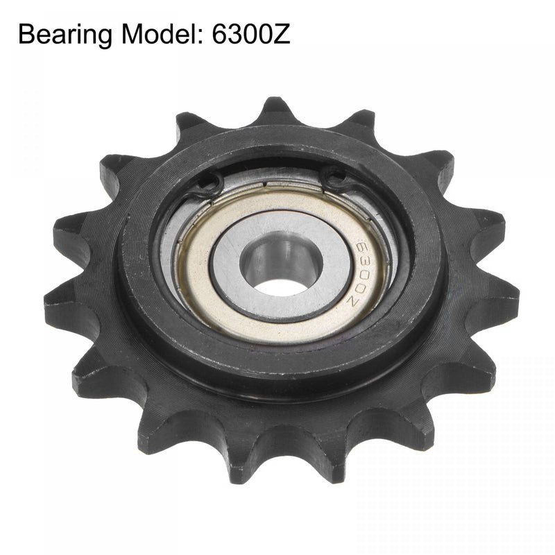  [AUSTRALIA] - uxcell #40 Chain Idler Sprocket, 10mm Bore 1/2" Pitch 15 Tooth Tensioner, Black Oxide Finished C45 Carbon Steel with Insert Single Bearing for ISO 08A Chains 64mm