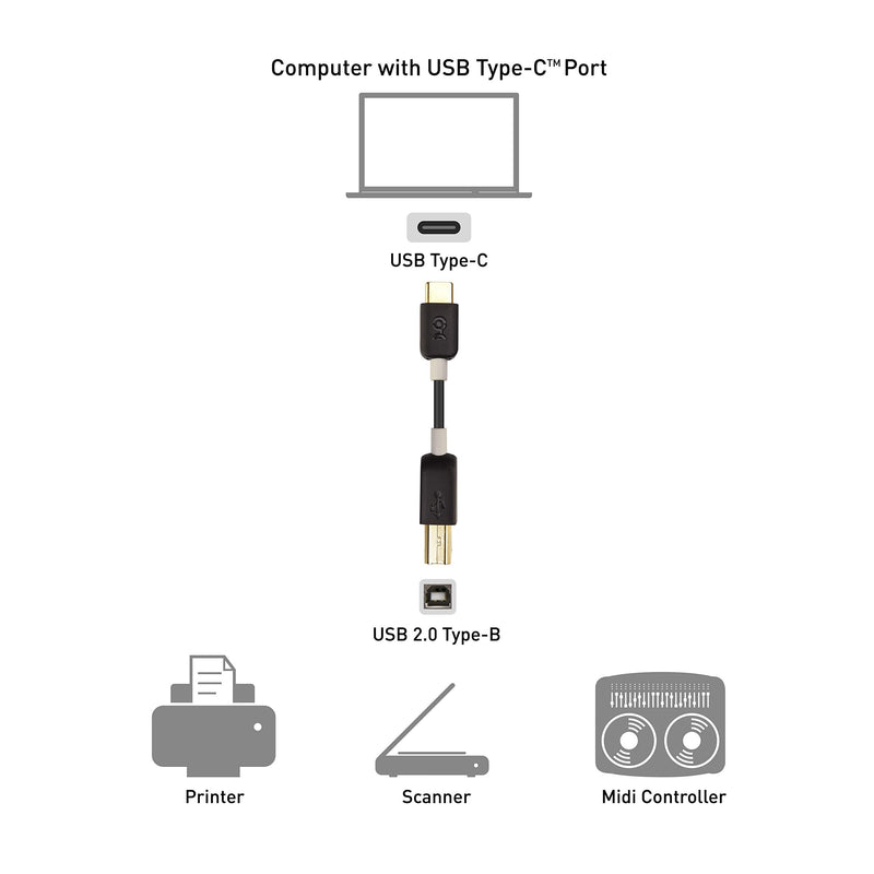 Cable Matters USB C Printer Cable (USB C to USB B Cable, USB-C to Printer Cable) in Black 3.3 Feet 3.3 ft - LeoForward Australia