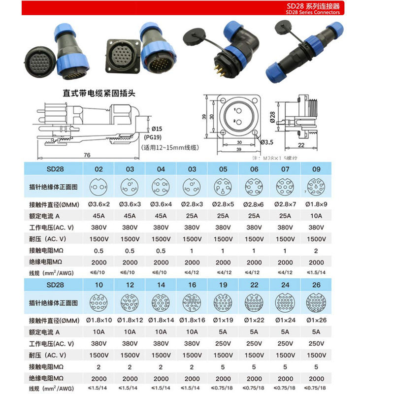 HangTon HE29 14 Pin Waterproof IP68 Connector Outdoor Circular Threaded Male Female Solder Plug Panel Socket 4-Screw (14 pin 10A 380V) 14 pin 10A 380V - LeoForward Australia