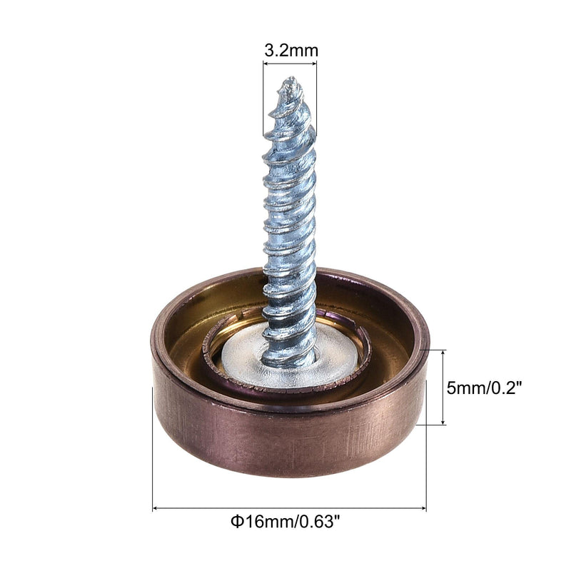  [AUSTRALIA] - uxcell Mirror Screws, 16mm/0.63", 20pcs Decorative Cap Fasteners Cover Nails, Wire Drawing, Rose Gold 304 Stainless Steel