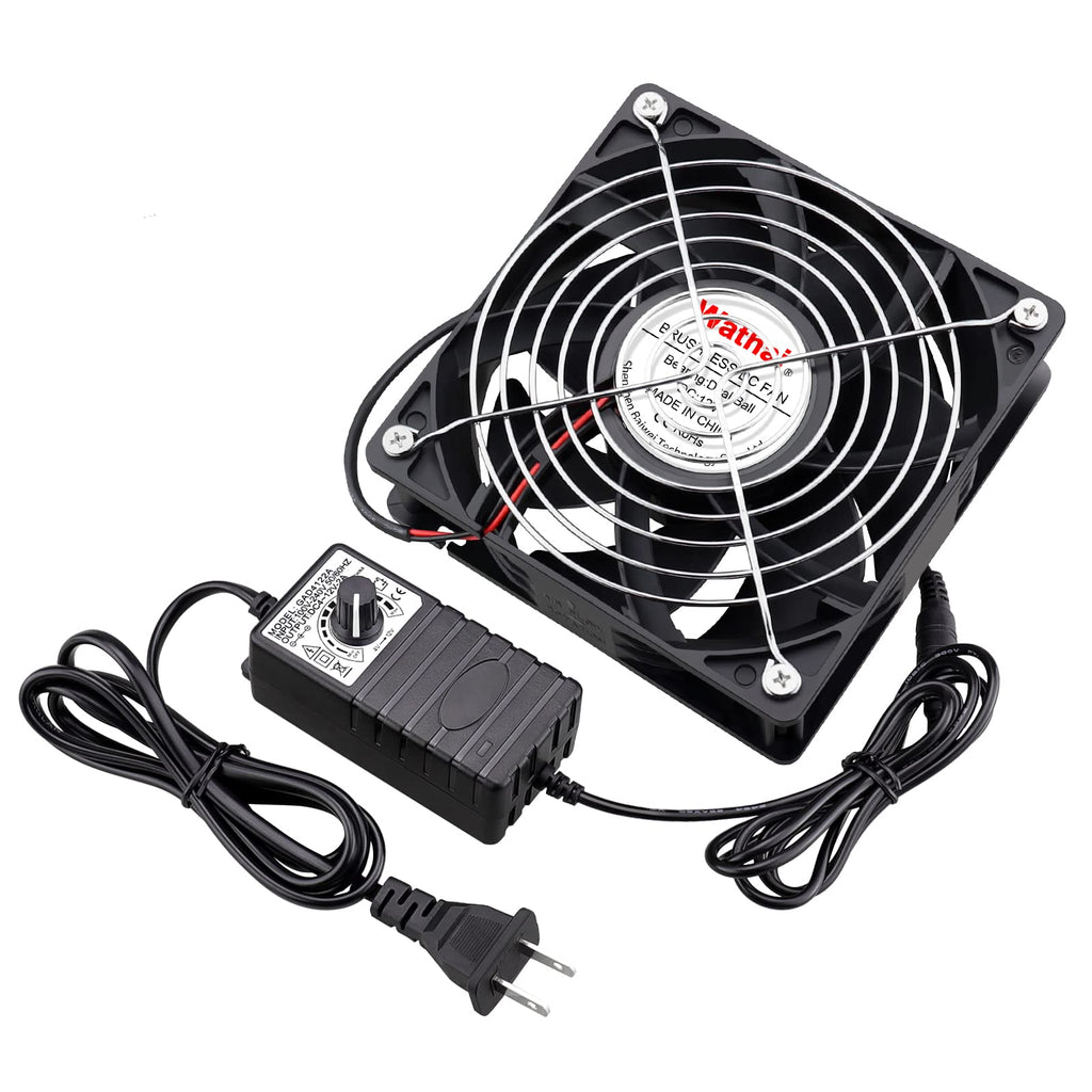  [AUSTRALIA] - Wathai 120mm x 38mm 110V 220V AC Powered Axial Fan,12V Variable Speed Controller with AC Plug,for Receiver Xbox DVR Playstation Component Electronics Cooling and Cabinet Ventilation 120mmx38mm with AC Speed Controller