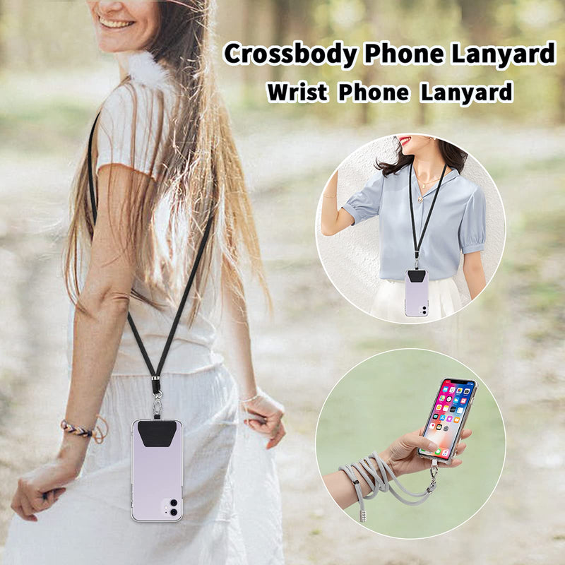  [AUSTRALIA] - SS Cell Phone Lanyard, Adjustable Phone Lanyard Detachable Neck Strap and Phone Patches 2 PCS Fit for Most Smartphones (Black*2) Black*2