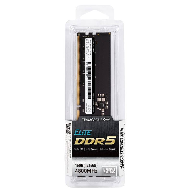  [AUSTRALIA] - TEAMGROUP Elite DDR5 16GB 4800MHz (PC5-38400) CL40 Non-ECC Unbuffered 1.1V UDIMM 288 Pin PC Computer Desktop Memory Module Ram Upgrade - TED516G4800C4001 4800MHz CL40-40-40-77 Single Channel