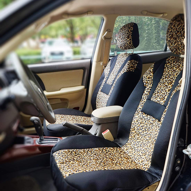  [AUSTRALIA] - COOLBEBE Car Seat Covers - Leopard Pattern Integrated Auto Seat Cover Car Protector Interior Accessories, Airbag Compatible, Universal Fits for Cars, SUV, Truck