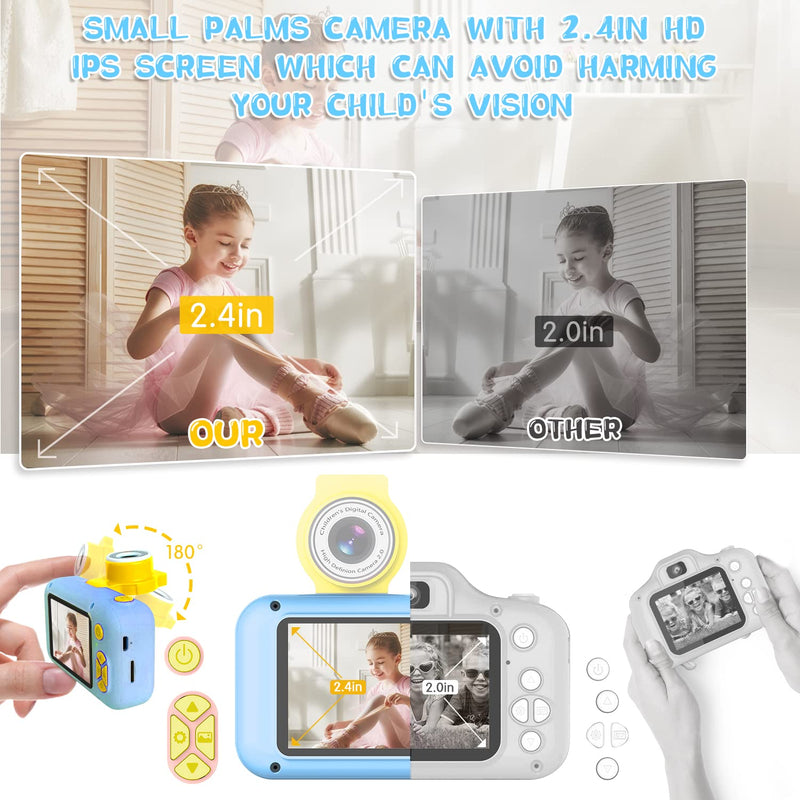  [AUSTRALIA] - Kid Camera,ARNSSIEN Camera for Kid,2.4in IPS Screen Digital Camera,180°Flip Len Student Camera,Children Selfie Camera with Playback Game,Christmas/Birthday Gift for 4 5 6 7 8 9 10 11 Year Old Girl Boy Blue