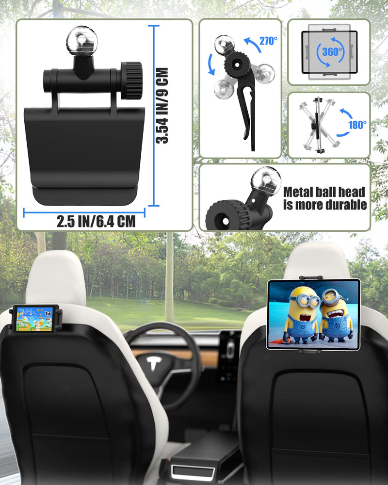  [AUSTRALIA] - Charchendo for Tesla Model Y Model 3 Headrest Tablet Mount with Metal Ball Head Fits 4-13'' Devices, Car Back Seat iPad Holder Kids Adjustable Travel for iPad 12.9, Tablet, Phone, Switch, Fire HD 10