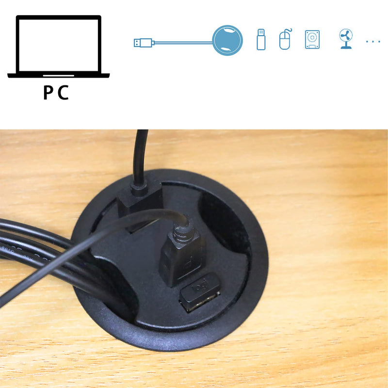 [AUSTRALIA] - PNGKNYOCN USB Desk Grommet Hole 3 Port USB 2.0 Hub Mounting Desktop Grommet Hole 2.36"(60mm) Desktop Cable Organizer for PC, Flash Drive, HDD, and Any Other USB Devices