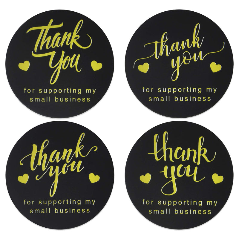2 inch Thank You for Supporting My Small Business Stickers, Black Thank You Round Labels, Custom Sticker for Bakeries, Crafters & Small Business Owners, 500 Labels Per Roll Gold 2inch - LeoForward Australia