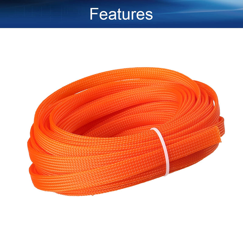  [AUSTRALIA] - Bettomshin 1Pcs 32.8Ft PET Braided Cable Sleeve, Width 10mm Expandable Braided Sleeve for Sleeving Protect Electric Wire Electric Cable Orange
