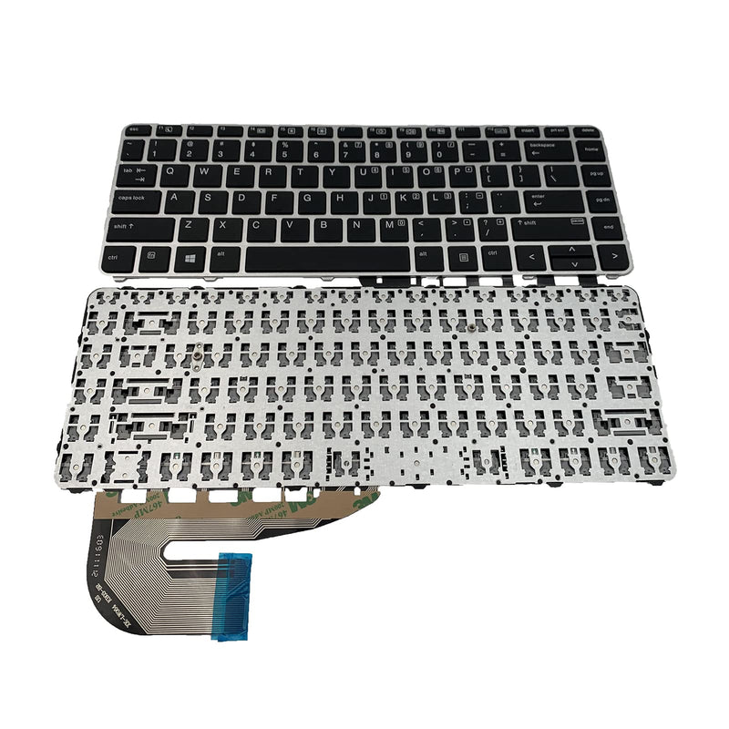  [AUSTRALIA] - Laptop Replacement US Layout Keyboard for HP EliteBook 740 745 G3 745 840 G3 G4 Silver Frame 819876-031 836307-031