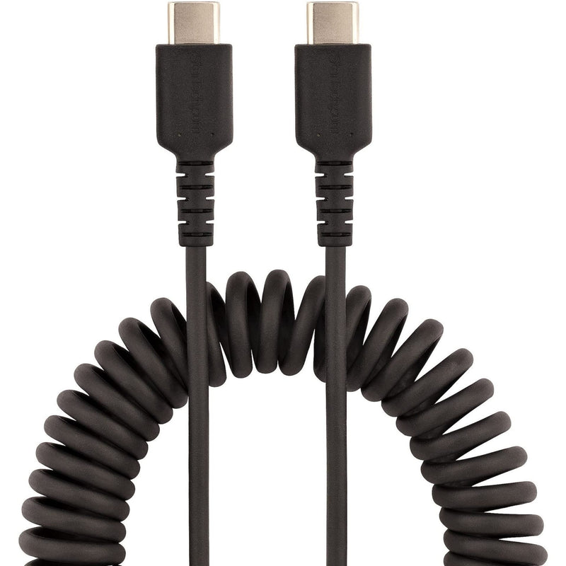  [AUSTRALIA] - StarTech.com 3ft (1m) USB C Charging Cable, Coiled Heavy Duty Fast Charge & Sync USB-C Cable, USB 2.0 Type-C Cable, Rugged Aramid Fiber, Durable Male to Male USB Cable, Black (R2CCC-1M-USB-CABLE) 3 ft / 1 m