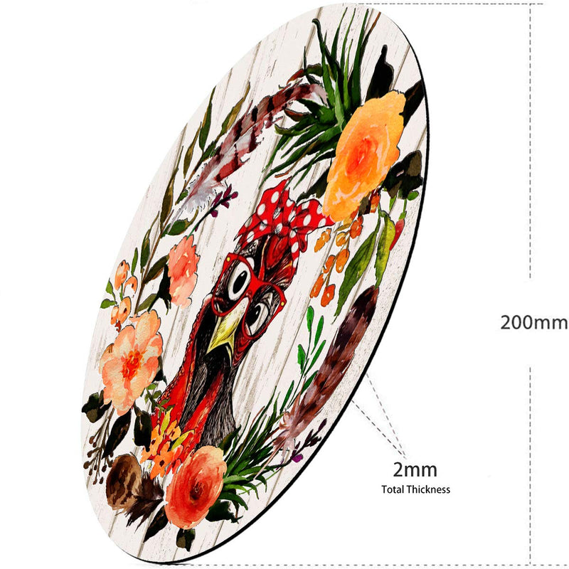 Round Mouse Pad,Funny Rooster and Wreath Non-Slip Rubber Circular Mouse Pads Customized Designed for Home and Office,7.9 x 7.9inch Funny Rooster and Wreath 20*20cm - LeoForward Australia