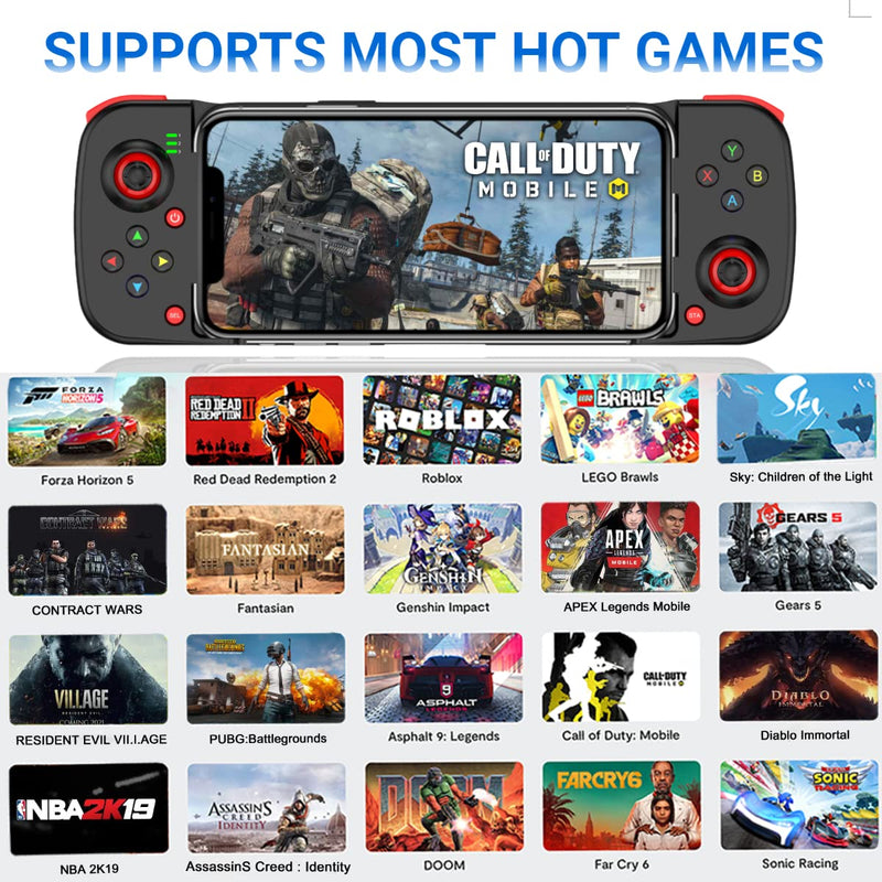  [AUSTRALIA] - Mobile Game Controller for iOS iPhone 14/13/12/11/X, iPad, MacBook, Android Samsung, TCL, Tablet, PC, Steam Deck, Wireless Gamepad Joystick for Call of Duty, Apex, with Macro Programming -Direct Play Black