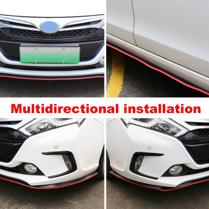  [AUSTRALIA] - X AUTOHAUX 2.5m 8.2ft Univesal Rubber Front Bumper Lip Splitter Body Side Skirt Protector Red for Car