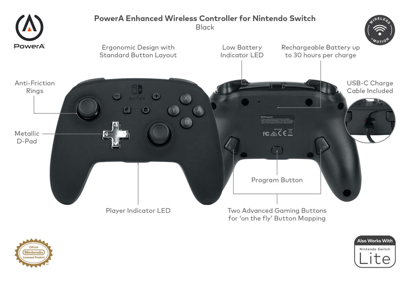  [AUSTRALIA] - PowerA Enhanced Wireless Controller for Nintendo Switch - Black