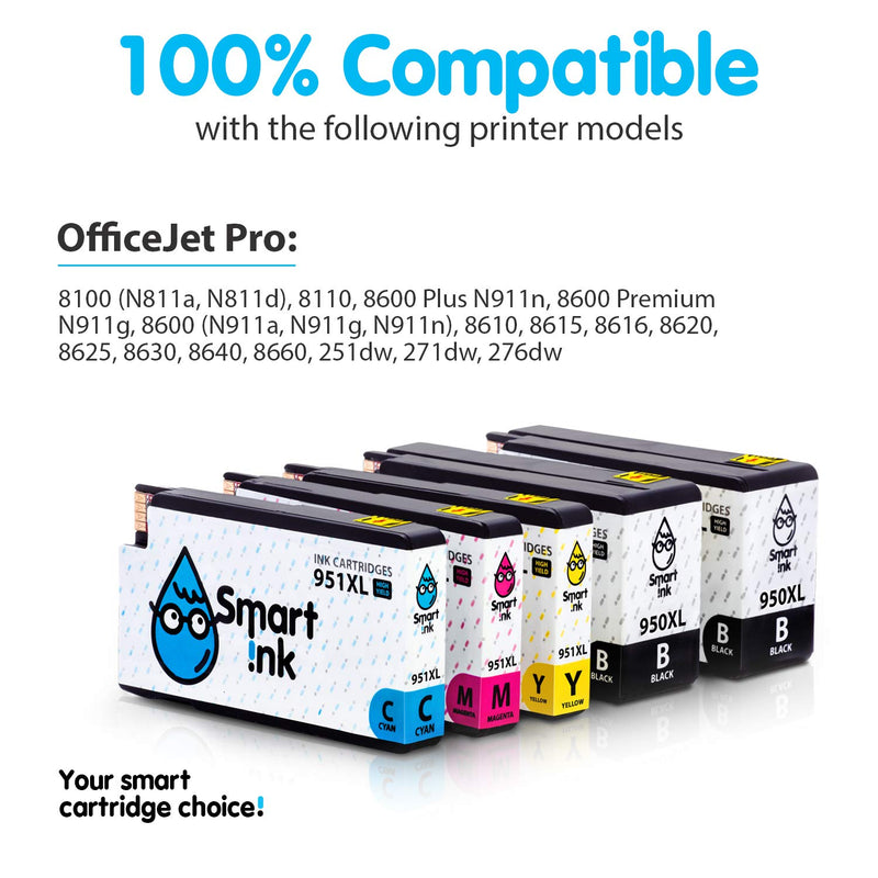 Smart Ink Compatible Ink Cartridge Replacement for HP 951 XL 950 XL (2BK&C/M/Y 5 Pack Combo) for Officejet Pro 8100 8110 8600 8600 Plus 8600 Premium 8610 8620 8615 8616 8625 8630 8640 8660 251dw 276dw - LeoForward Australia