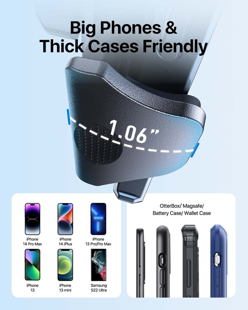  [AUSTRALIA] - andobil Phone Mount for Car, [Ultra Stable, Big Phones & Thick Case Friendly] Adjustable Long Arm Cell Phone Holder for Car Dashboard Windshield Vent Fit for iPhone 14 13 12 Pro Max Samsung S23 Ultra