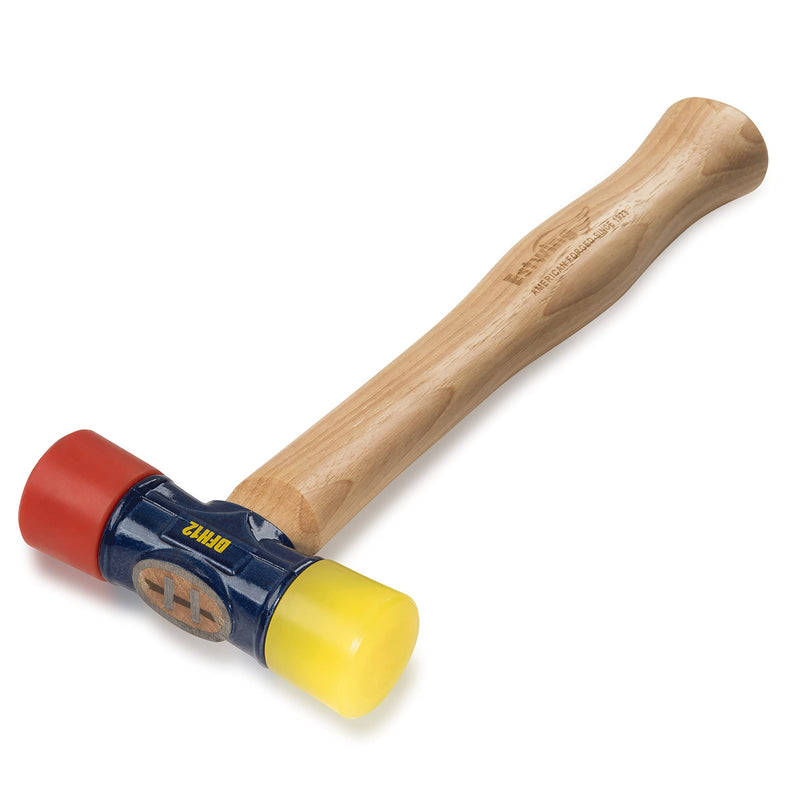  [AUSTRALIA] - Estwing - DFH-12 Rubber Mallet - 12 oz Double-Face Hammer with Soft/Hard Tips & Hickory Wood Handle - DFH12,Black Red & Yellow 1