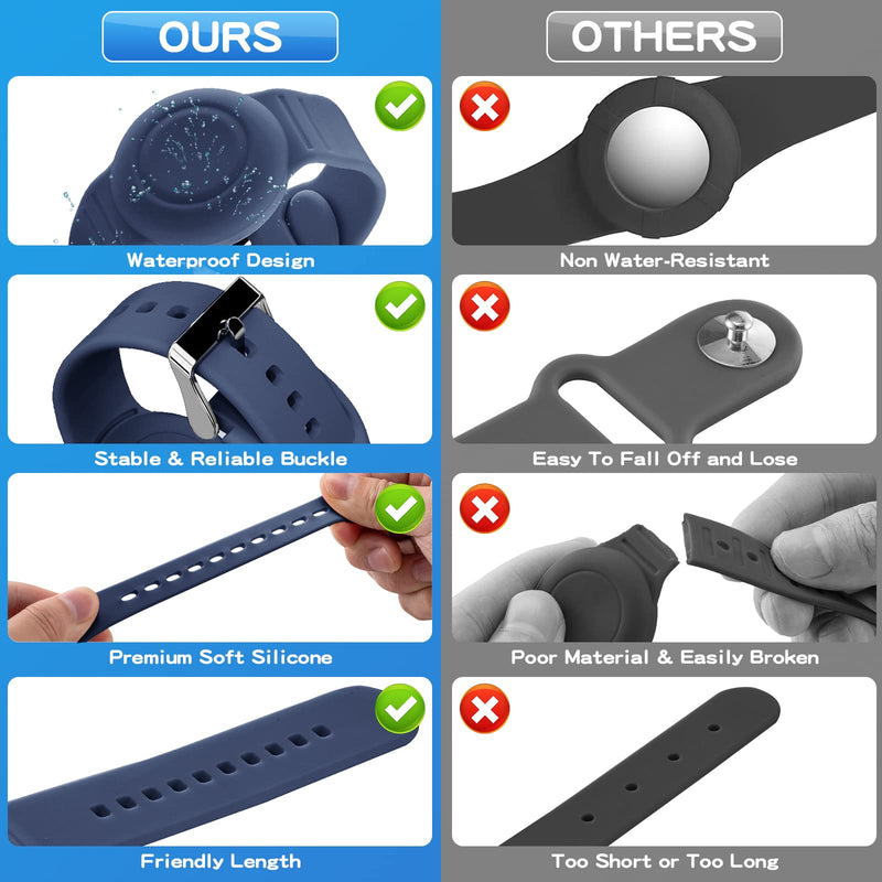  [AUSTRALIA] - Waterproof Air Tag Bracelet for Kids(2 Pack), Soft Silicone Air Tag Hidden Wristband Kids, Lightweight GPS Tracker Compatible with Apple AirTag Wrist Band for Child (Grey Blue & Navy Blue) Grey Blue & Navy Blue