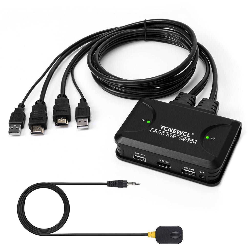  [AUSTRALIA] - KVM Switch 2 Ports, HDMI USB Switches Box for 2 Computers Share Mouse Keyboard Printer and One HD Monitor, Supports 4K@30Hz with Wired Remote