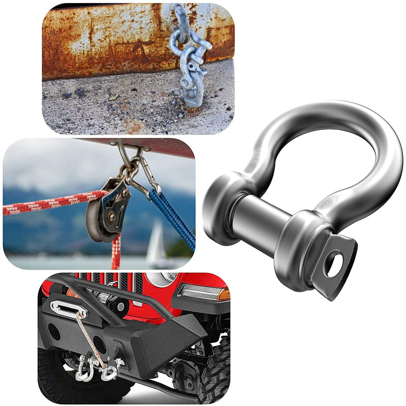  [AUSTRALIA] - 4 Pcs 5/16 Inch 304 Stainless Steel D Ring Shackles 8 mm Screw Pin Anchor Shackle for Traction Steel Wire, 8 mm