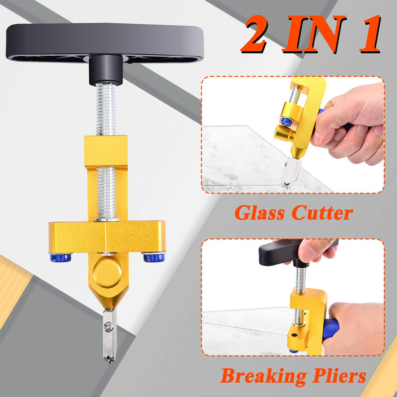  [AUSTRALIA] - Canitu Manual Tile Cutter,2 in 1 Glass Tile Cutter Hand Tool with 3-15 mm Tungsten Steel Blades Breaking Pliers Hand Glass Cutter Kit for Home DIY Cutting Glass, Mirror, Ceramic Tile, Glazed Tiles
