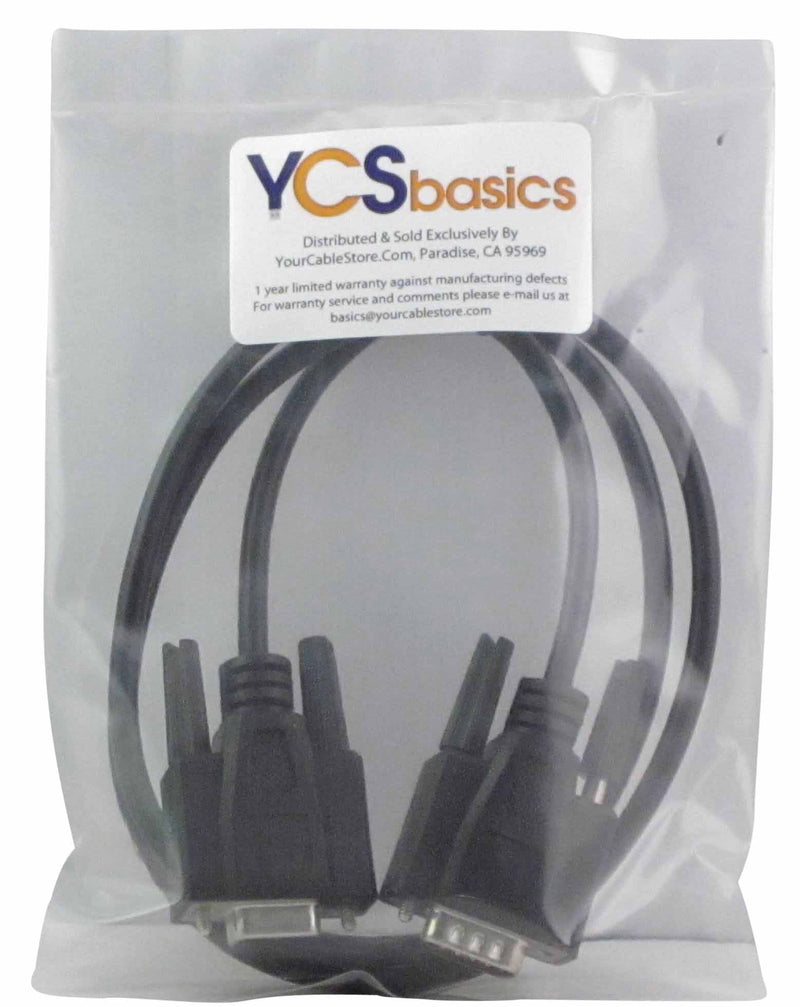 [AUSTRALIA] - YCS basics Black 3 Foot DB9 9 Pin Serial / RS232 Male/Female Extension Cable 03 Ft