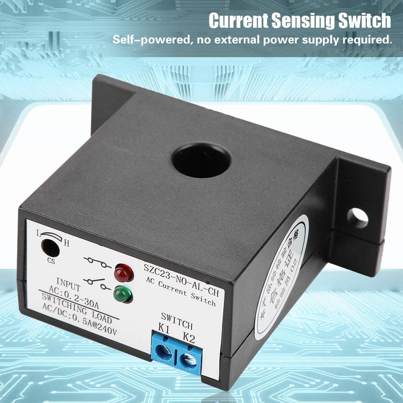 Current Sensing Switch, Normally Open Current Sensing Relay Adjustable AC 0.2A -30A (SZC23-NO-AL-CH Model) - LeoForward Australia