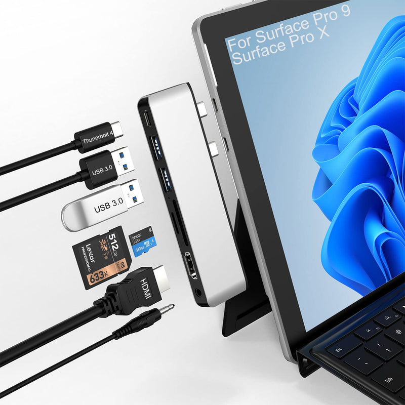  [AUSTRALIA] - Surface Pro 9 Accessories, Surface Pro 9 Docking Station with 4K HDMI, USB-C Thunderbolt 4 (Display+Data+100W PD), 2 USB 3.0, 3.5mm Audio, SD/TF Card Reader for Surface Pro 9/Pro X