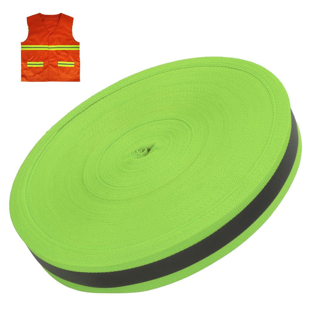  [AUSTRALIA] - Pssopp Reflective Tape Strip, 50 Yard 2cm Width High Visibility Reflective Area Reflective Ribbon Sew On Tape for Warning Safety Trim Deco(Green) Green